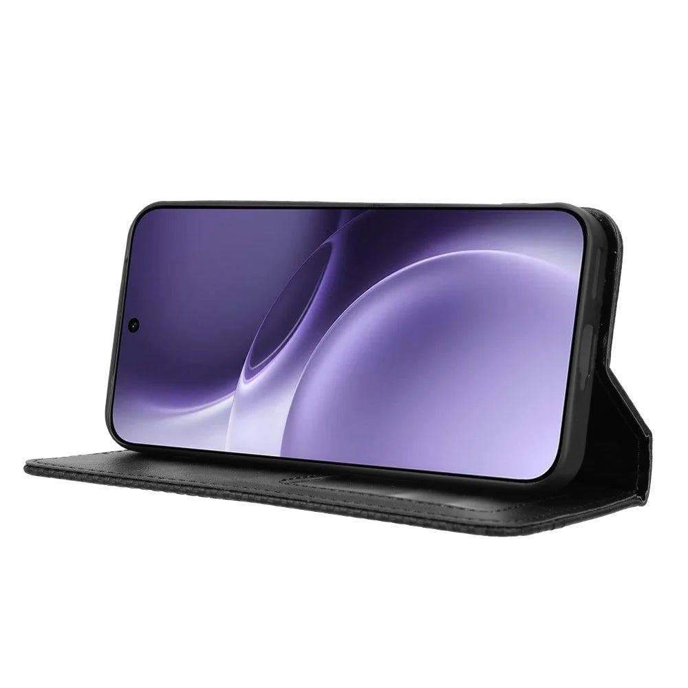 For vivo X300 Pro 5G Leather Case Wallet Stand Retro Texture Phone Cover - Black - 7