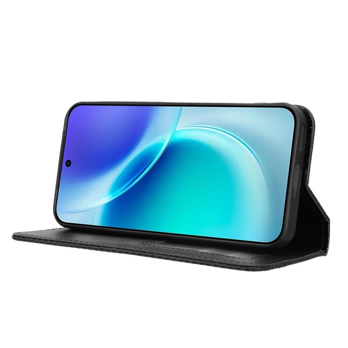 For vivo X300 5G Leather Case Wallet Stand Retro Texture Phone Cover - Black - 7