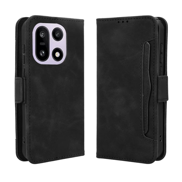 For OnePlus 15 5G Leather Case Phone Wallet Cover with Multiple Card Slots - Black - 1