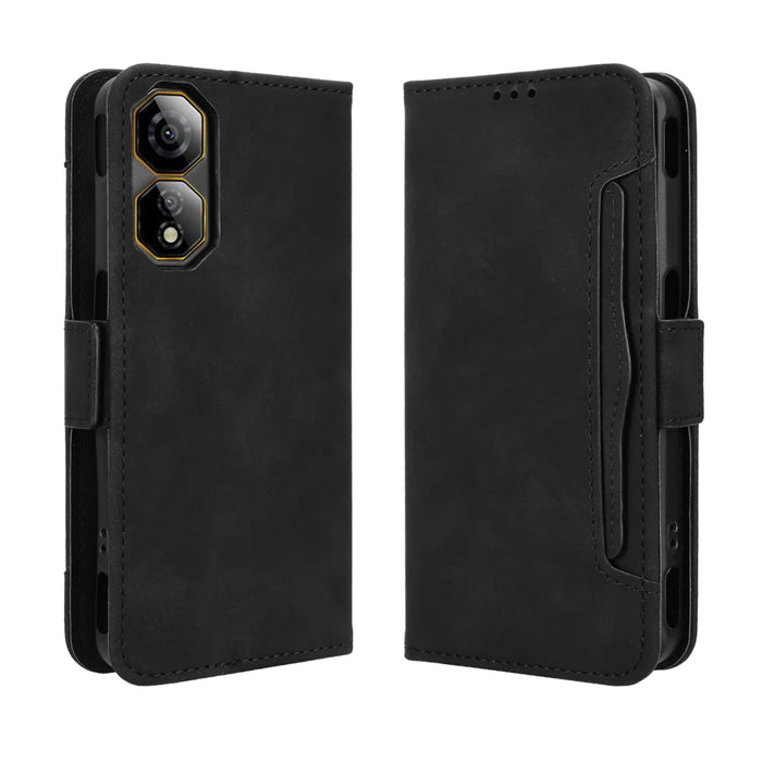 For ZTE nubia Neo 2 5G Leather Case Phone Wallet Cover with Multiple Card Slots - Black - 1