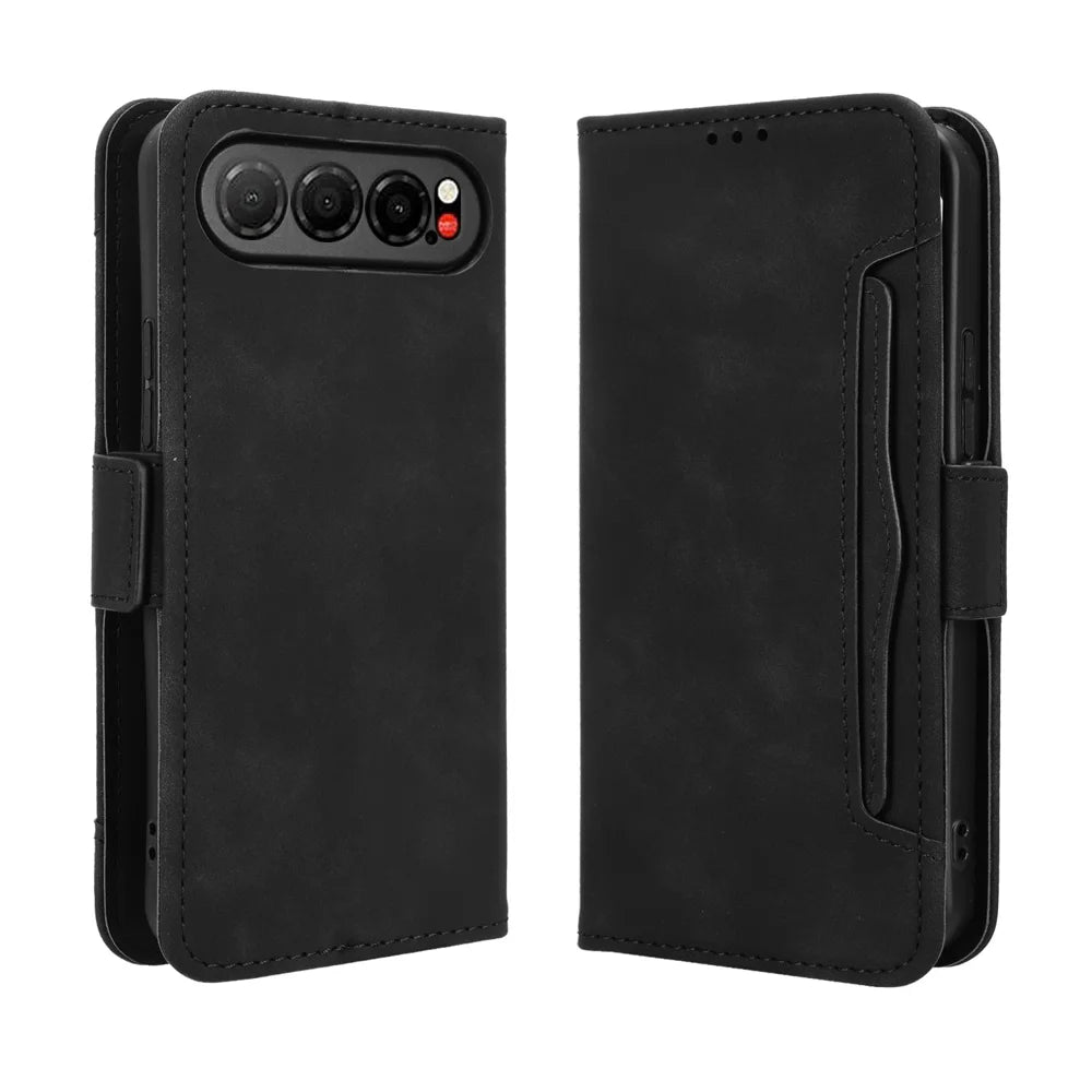 For ZTE nubia Air Leather Case Phone Wallet Cover with Multiple Card Slots - Black - 1