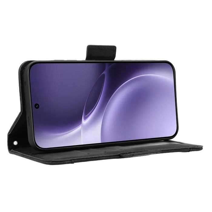 For vivo X300 Pro 5G Leather Case Phone Wallet Cover with Multiple Card Slots - Black - 6