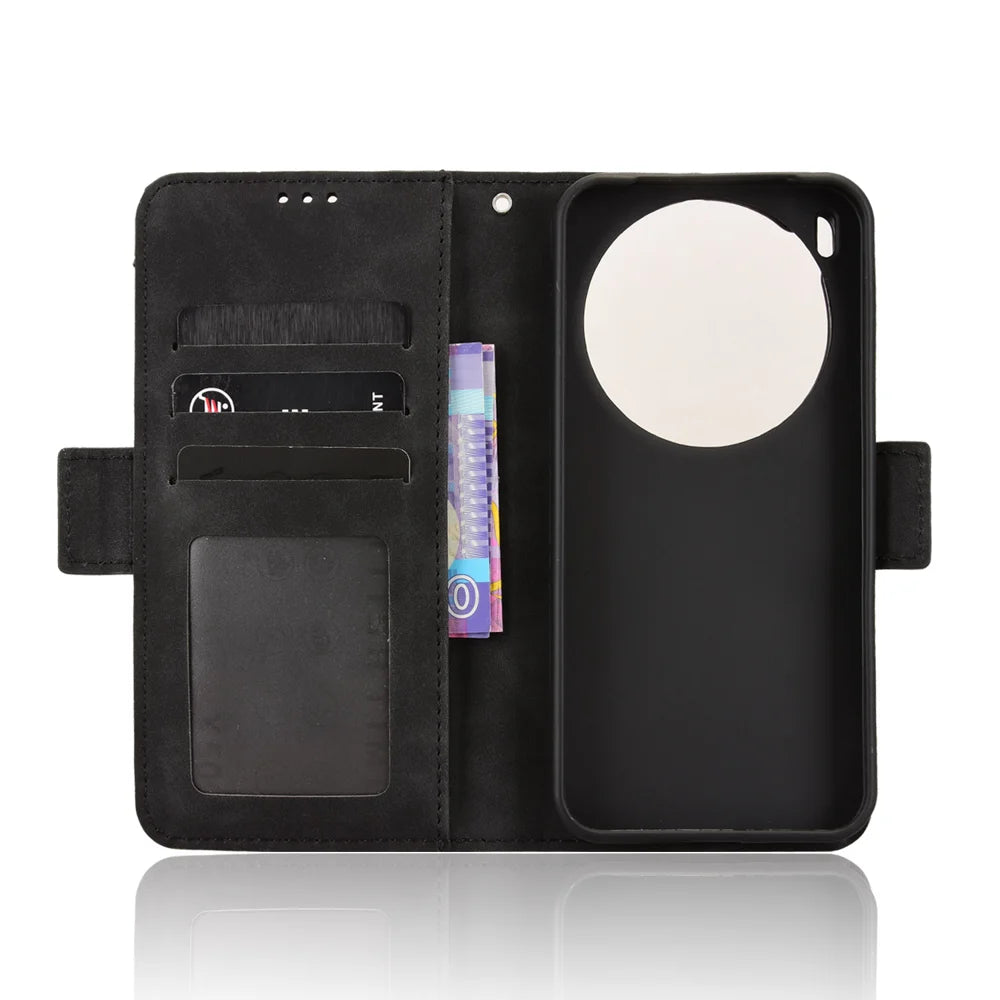 For vivo X300 5G Leather Case Phone Wallet Cover with Multiple Card Slots - Black - 4