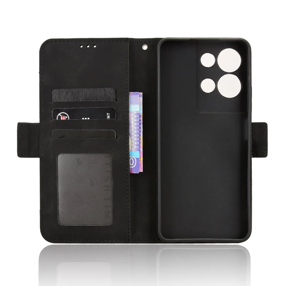 For TCL K32 5G / TCL K33 5G Leather Case Phone Wallet Cover with Multiple Card Slots - Black - 4