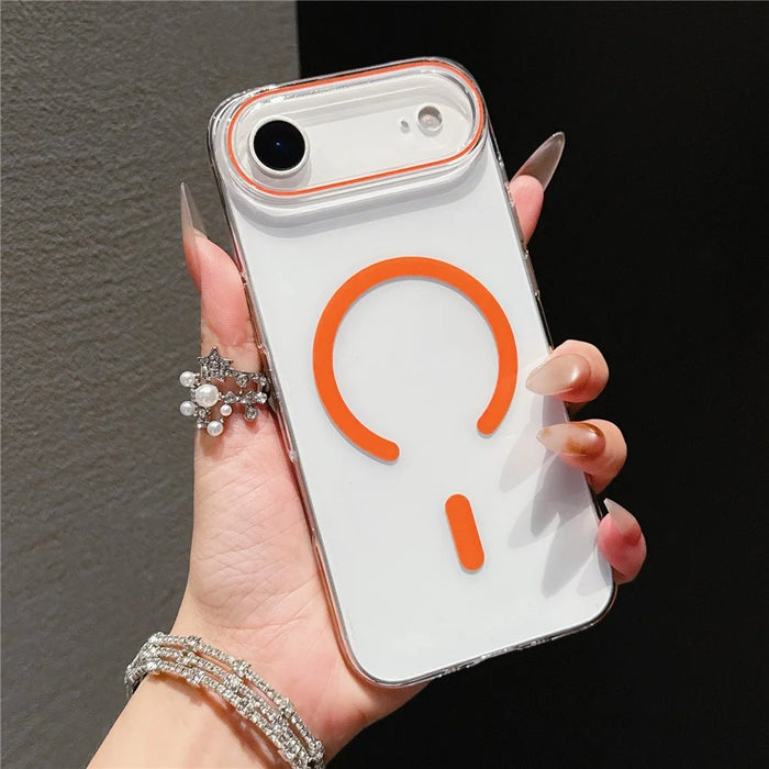 For iPhone Air Case Compatible with MagSafe Ultra Thin Clear PC Phone Back Cover - Orange - 2