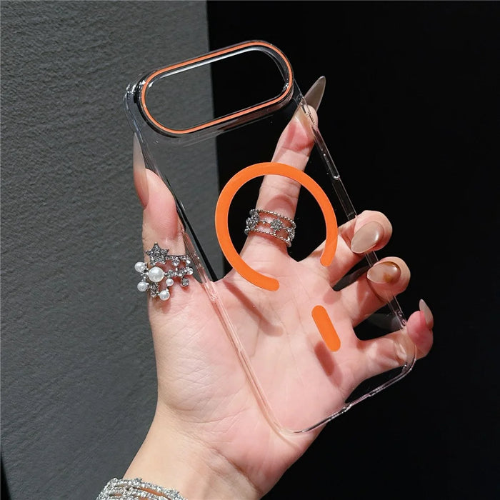 For iPhone Air Case Compatible with MagSafe Ultra Thin Clear PC Phone Back Cover - Orange - 3