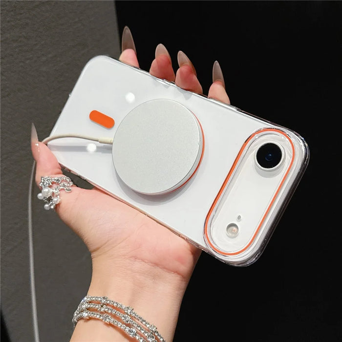 For iPhone Air Case Compatible with MagSafe Ultra Thin Clear PC Phone Back Cover - Orange - 4