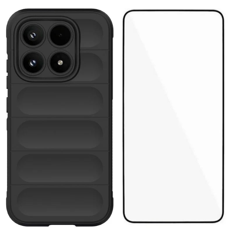 WANLONFENG For Xiaomi 17 TPU Case  HD Series Anti Slip Phone Cover with Tempered Glass - Black - 1