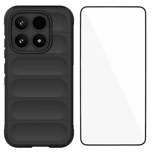 WANLONFENG For Xiaomi 17 TPU Case  HD Series Anti Slip Phone Cover with Tempered Glass - Black - 1