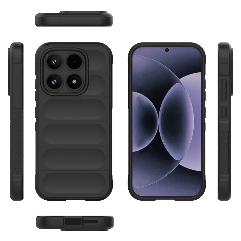 WANLONFENG For Xiaomi 17 TPU Case  HD Series Anti Slip Phone Cover with Tempered Glass - Black - 4