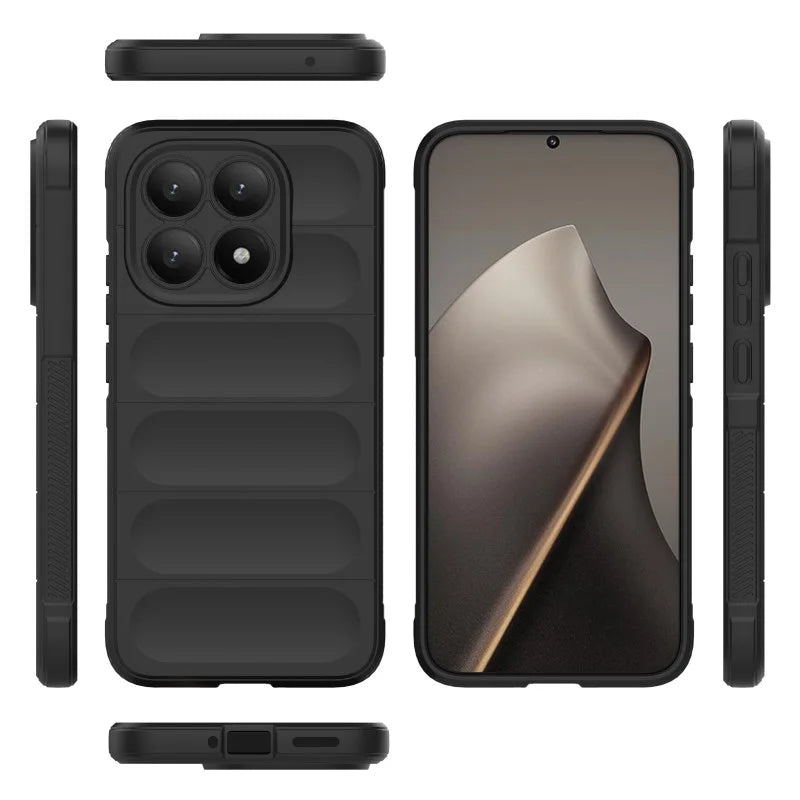 WANLONFENG For Xiaomi 15T TPU Case  HD Series Anti Slip Phone Cover with Tempered Glass - Black - 4
