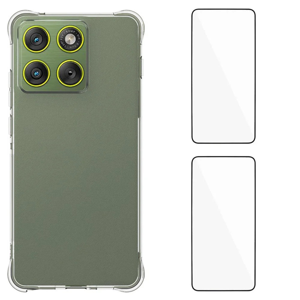 WANLONFENG For Motorola Edge 70 5G 2.0mm TPU Phone Cover  WL2 Series Case with 2Pcs Tempered Glass (Big Lens Hole) - Transparent - 1