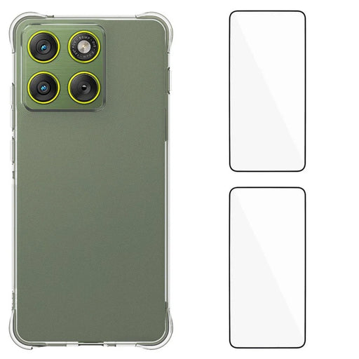 WANLONFENG For Motorola Edge 70 5G 2.0mm TPU Phone Cover  WL2 Series Case with 2Pcs Tempered Glass (Big Lens Hole) - Transparent - 1