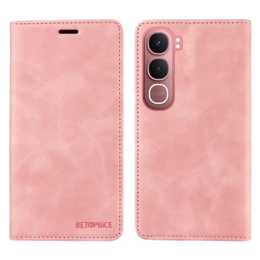 BETOPNICE For vivo Y21d Case  Magnetic Closure RFID Blocking Wallet Stand Leather Phone Cover - Pink - 1