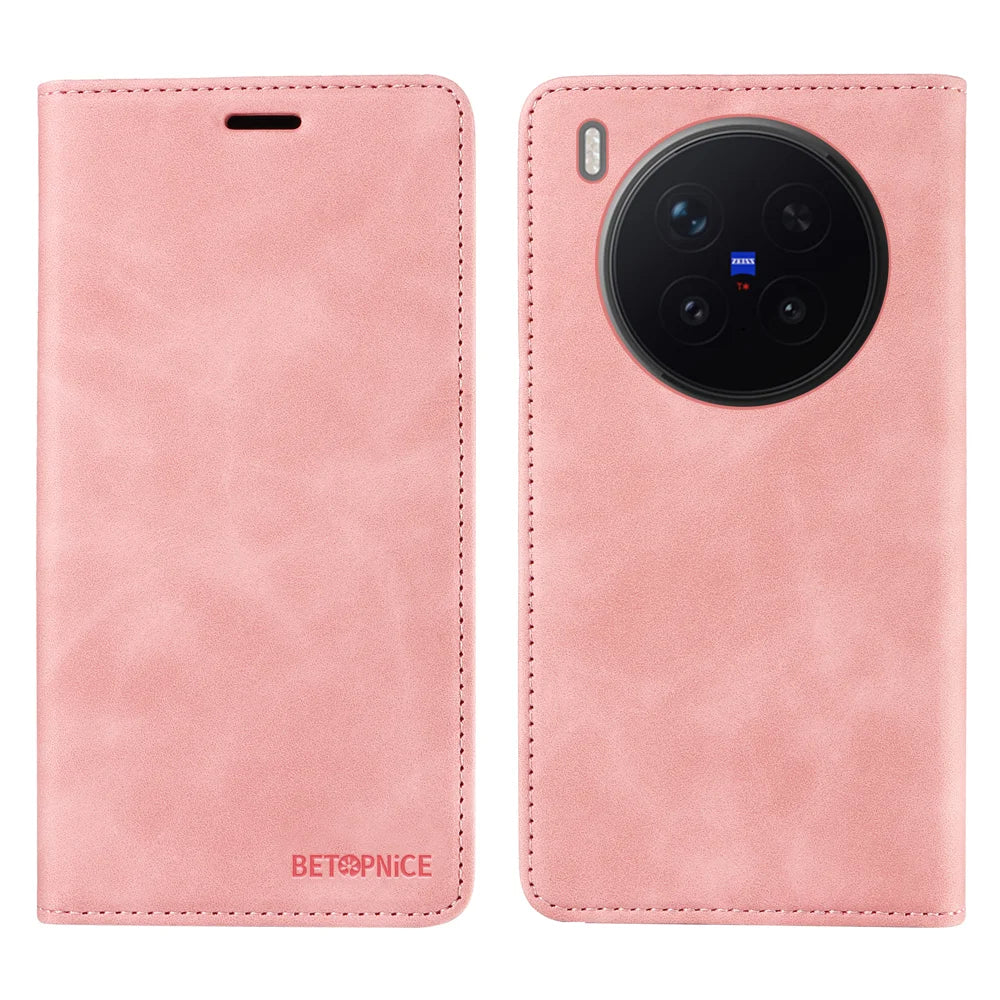 BETOPNICE For vivo X300 Pro 5G Case  Magnetic Closure RFID Blocking Wallet Stand Leather Phone Cover - Pink - 1