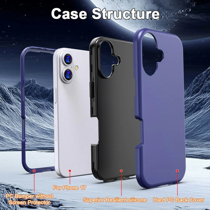 GW03 For iPhone 17 Case TPU + PC Phone Cover Dual Layer Shockproof - Dark Blue - 7