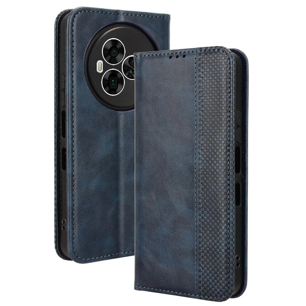 For TCL NxtPaper 60 Ultra 5G Leather Case Wallet Stand Retro Texture Phone Cover - Blue - 1