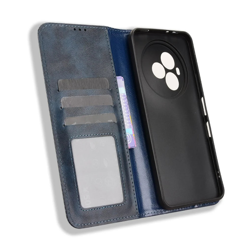 For TCL NxtPaper 60 Ultra 5G Leather Case Wallet Stand Retro Texture Phone Cover - Blue - 4
