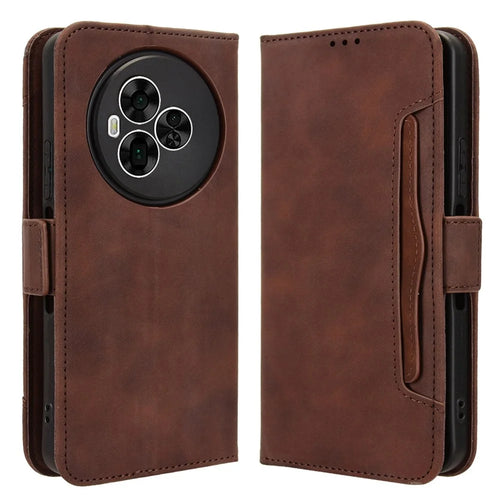 For TCL NxtPaper 60 Ultra 5G Leather Case Phone Wallet Cover with Multiple Card Slots - Brown - 1