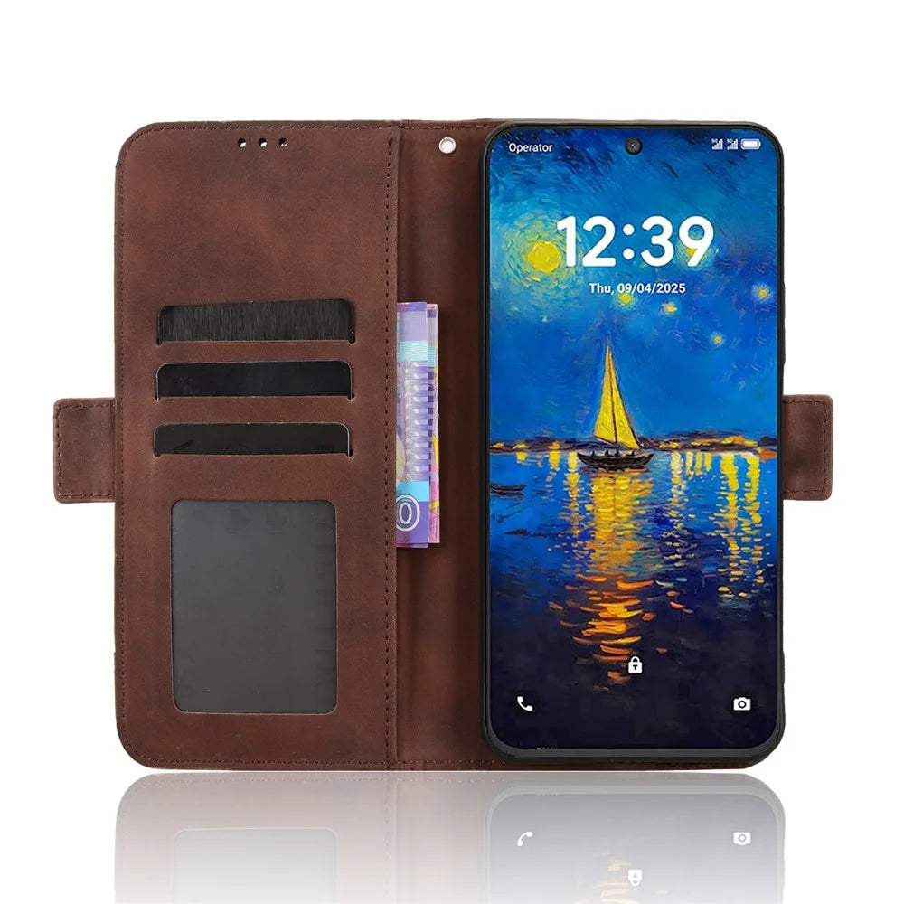 For TCL NxtPaper 60 Ultra 5G Leather Case Phone Wallet Cover with Multiple Card Slots - Brown - 2