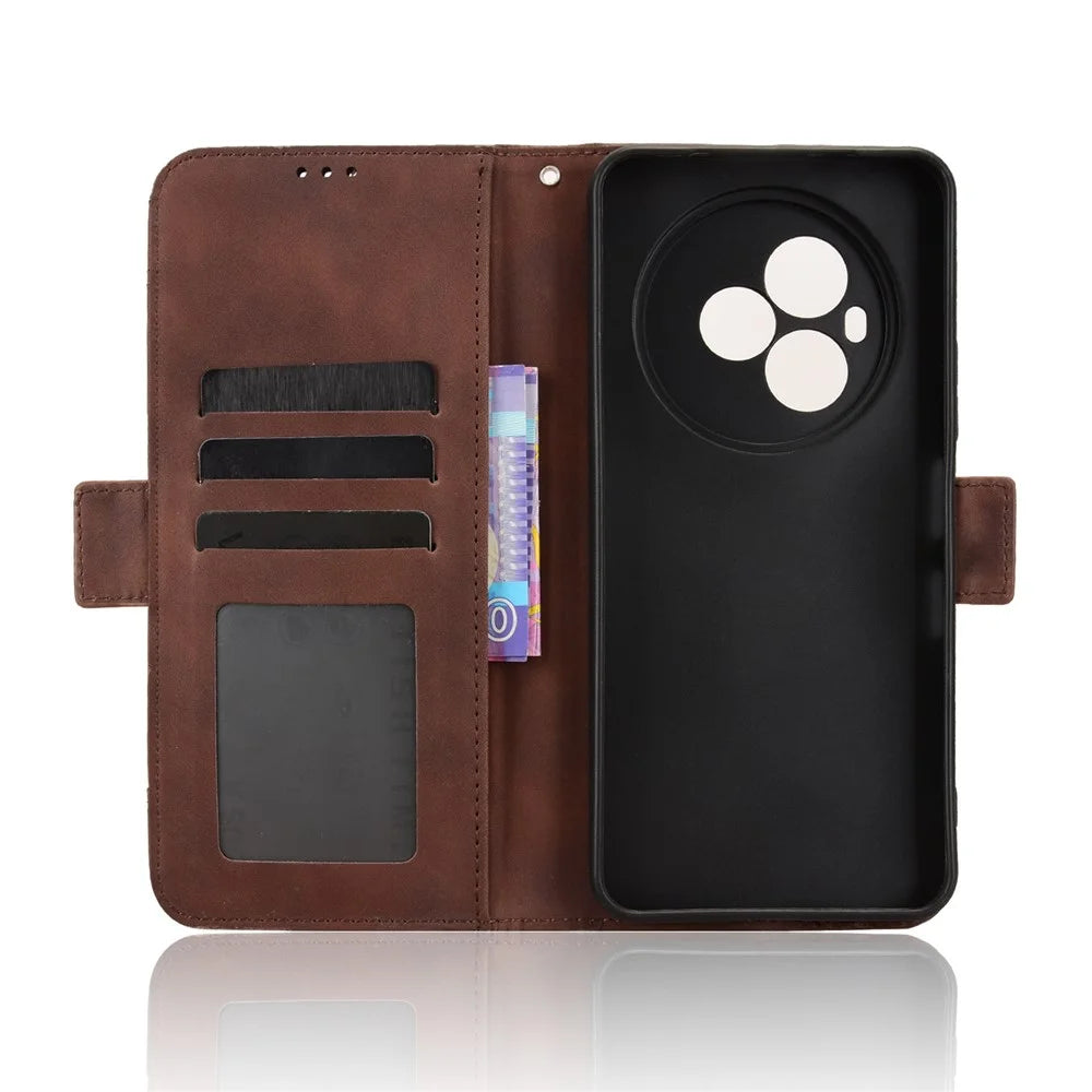 For TCL NxtPaper 60 Ultra 5G Leather Case Phone Wallet Cover with Multiple Card Slots - Brown - 4
