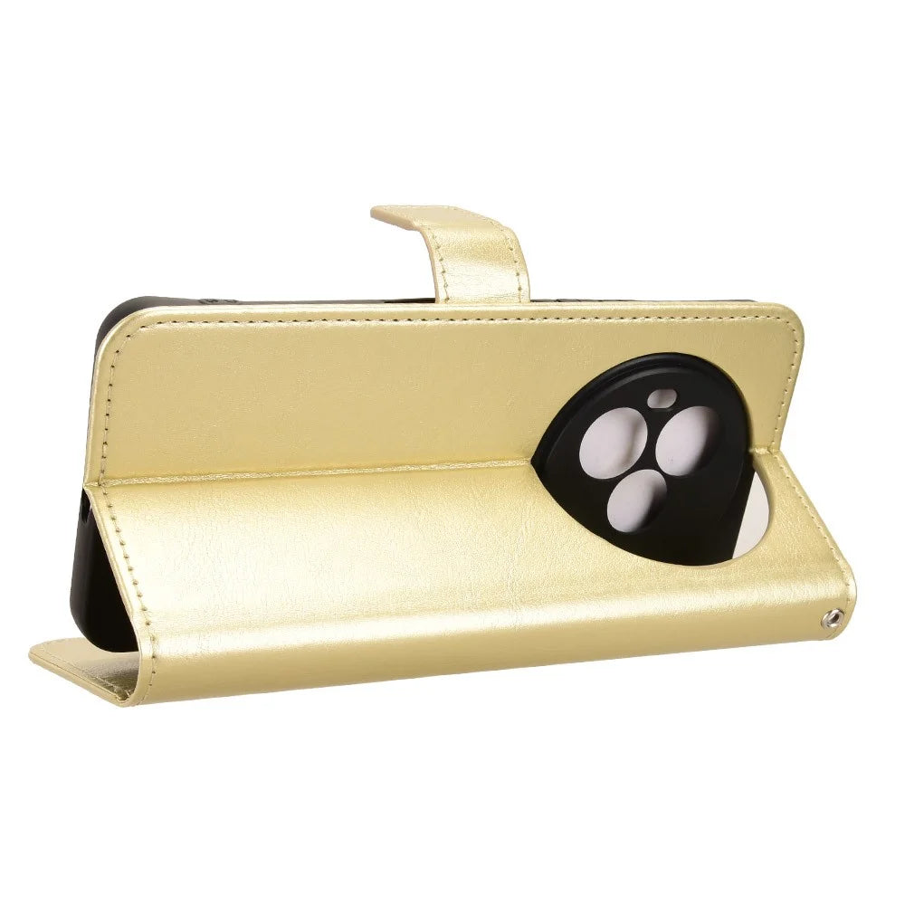 For TCL NxtPaper 60 Ultra 5G PU Leather Case with Strap Crazy Horse Texture Phone Wallet Cover - Gold - 3