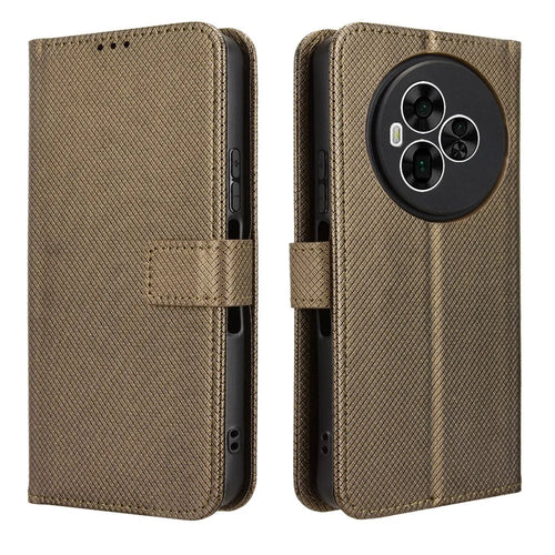 For TCL NxtPaper 60 Ultra 5G Leather Wallet Case with Strap Diamond Texture Phone Cover - Brown - 1