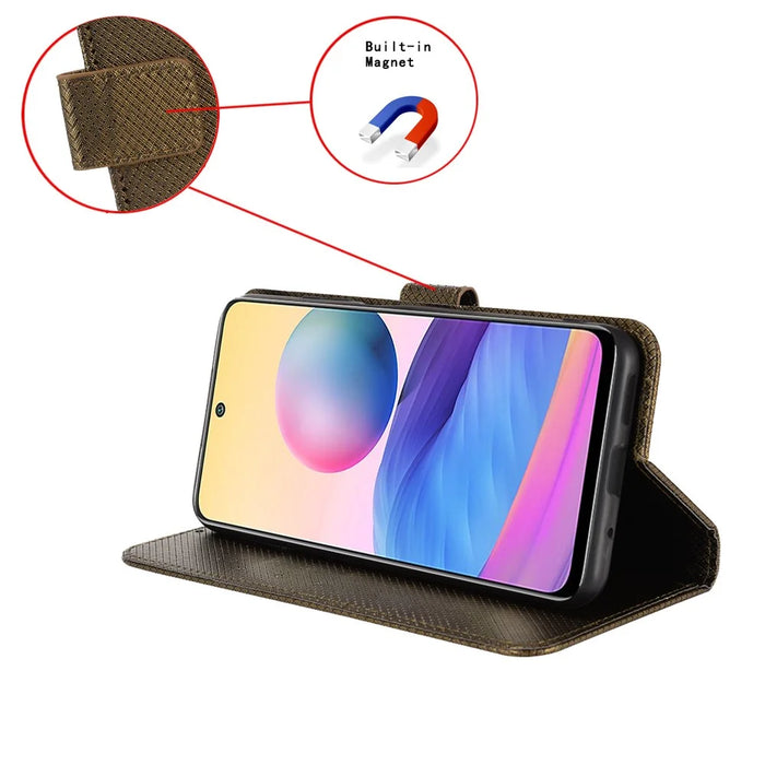 For TCL NxtPaper 60 Ultra 5G Leather Wallet Case with Strap Diamond Texture Phone Cover - Brown - 5