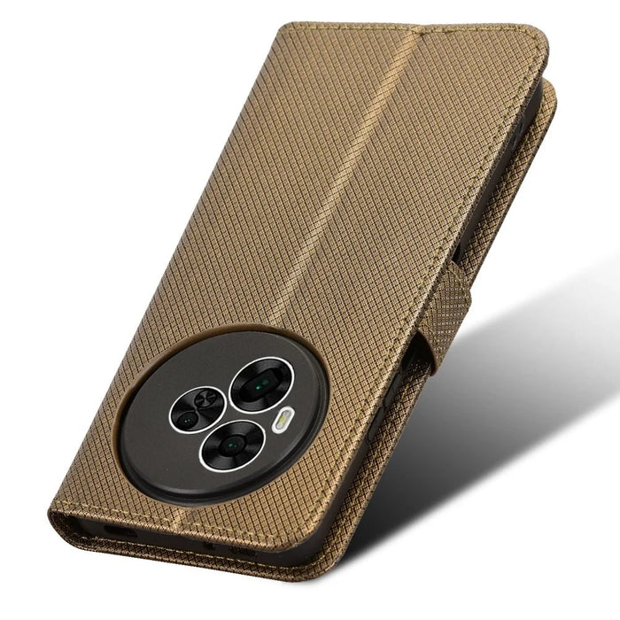 For TCL NxtPaper 60 Ultra 5G Leather Wallet Case with Strap Diamond Texture Phone Cover - Brown - 6