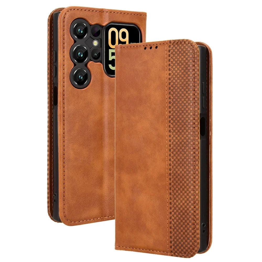 For Oukitel C62 / C62 Pro Leather Case Wallet Stand Retro Texture Phone Cover - Brown - 1