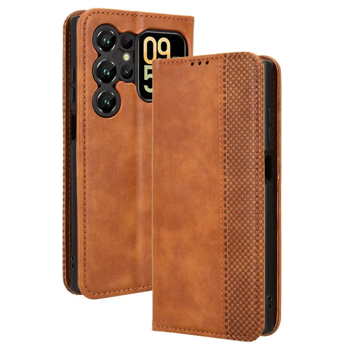 For Oukitel C62 / C62 Pro Leather Case Wallet Stand Retro Texture Phone Cover - Brown - 1