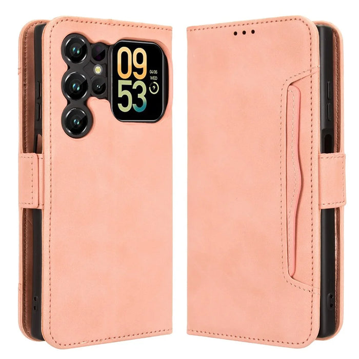 For Oukitel C62 / C62 Pro Leather Case Phone Wallet Cover with Multiple Card Slots - Pink - 1