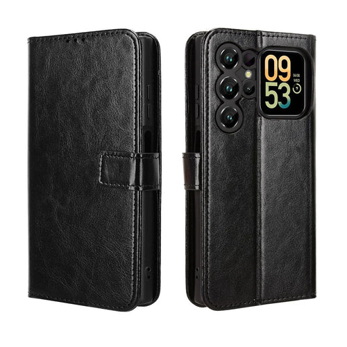 For Oukitel C62 / C62 Pro PU Leather Case with Strap Crazy Horse Texture Phone Wallet Cover - Black - 1