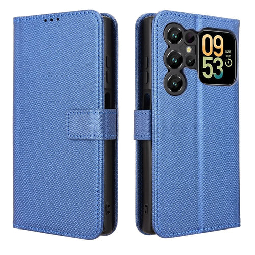 For Oukitel C62 / C62 Pro Leather Wallet Case with Strap Diamond Texture Phone Cover - Blue - 1