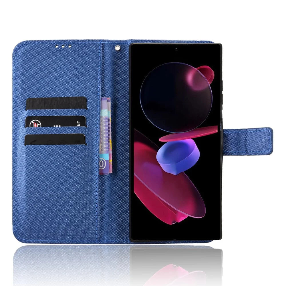 For Oukitel C62 / C62 Pro Leather Wallet Case with Strap Diamond Texture Phone Cover - Blue - 2
