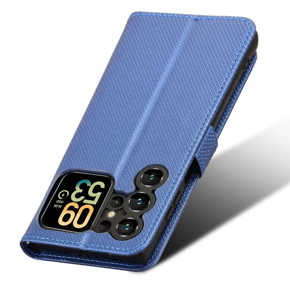 For Oukitel C62 / C62 Pro Leather Wallet Case with Strap Diamond Texture Phone Cover - Blue - 6