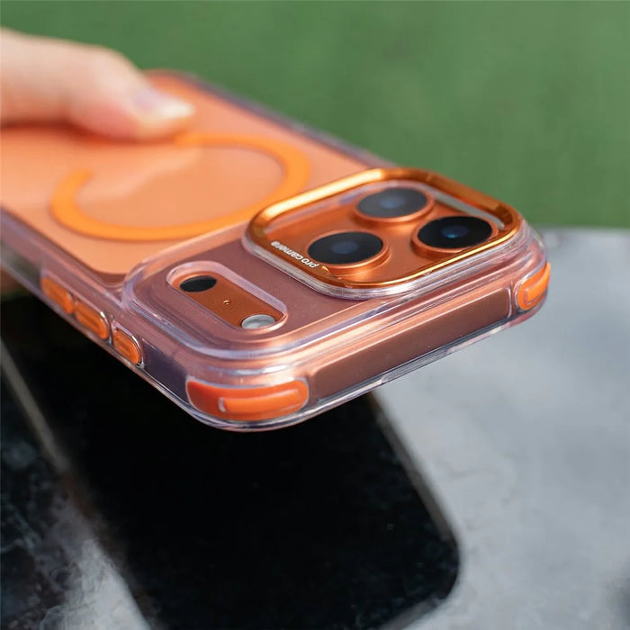 For iPhone 18 Pro Max / 17 Pro Max Clear Case Compatible with MagSafe Shockproof PC+TPU Phone Cover with 150cm Long Lanyard - Orange - 5