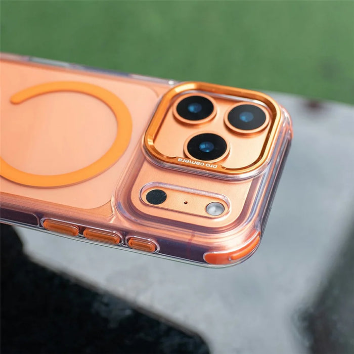 For iPhone 18 Pro Max / 17 Pro Max Clear Case Compatible with MagSafe Shockproof PC+TPU Phone Cover with 150cm Long Lanyard - Orange - 6