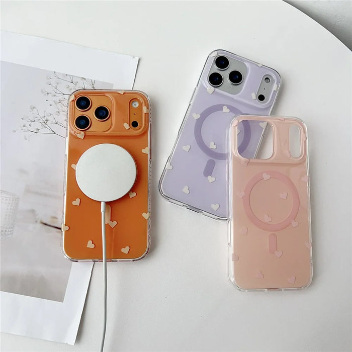 For iPhone 17 Pro Max Case Little Heart Pattern TPU + PC Protective Phone Cover Compatible with MagSafe - Purple - 3