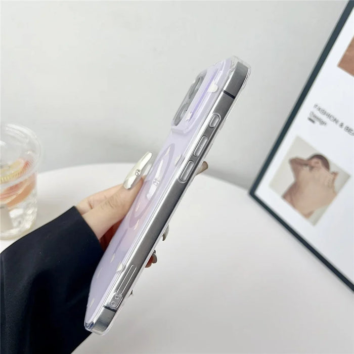 For iPhone 17 Pro Max Case Little Heart Pattern TPU + PC Protective Phone Cover Compatible with MagSafe - Purple - 4