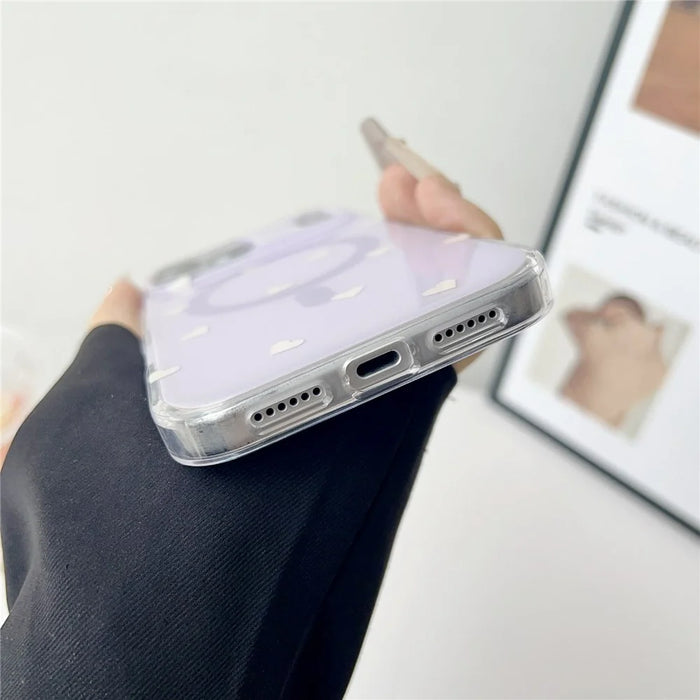 For iPhone 17 Pro Max Case Little Heart Pattern TPU + PC Protective Phone Cover Compatible with MagSafe - Purple - 5