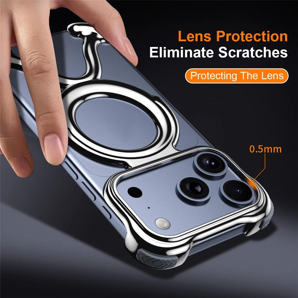 For iPhone 17 Pro Bumper Case Hard PC Magnetic Phone Cover Hollow Out Heat Dissipation - Silver - 7