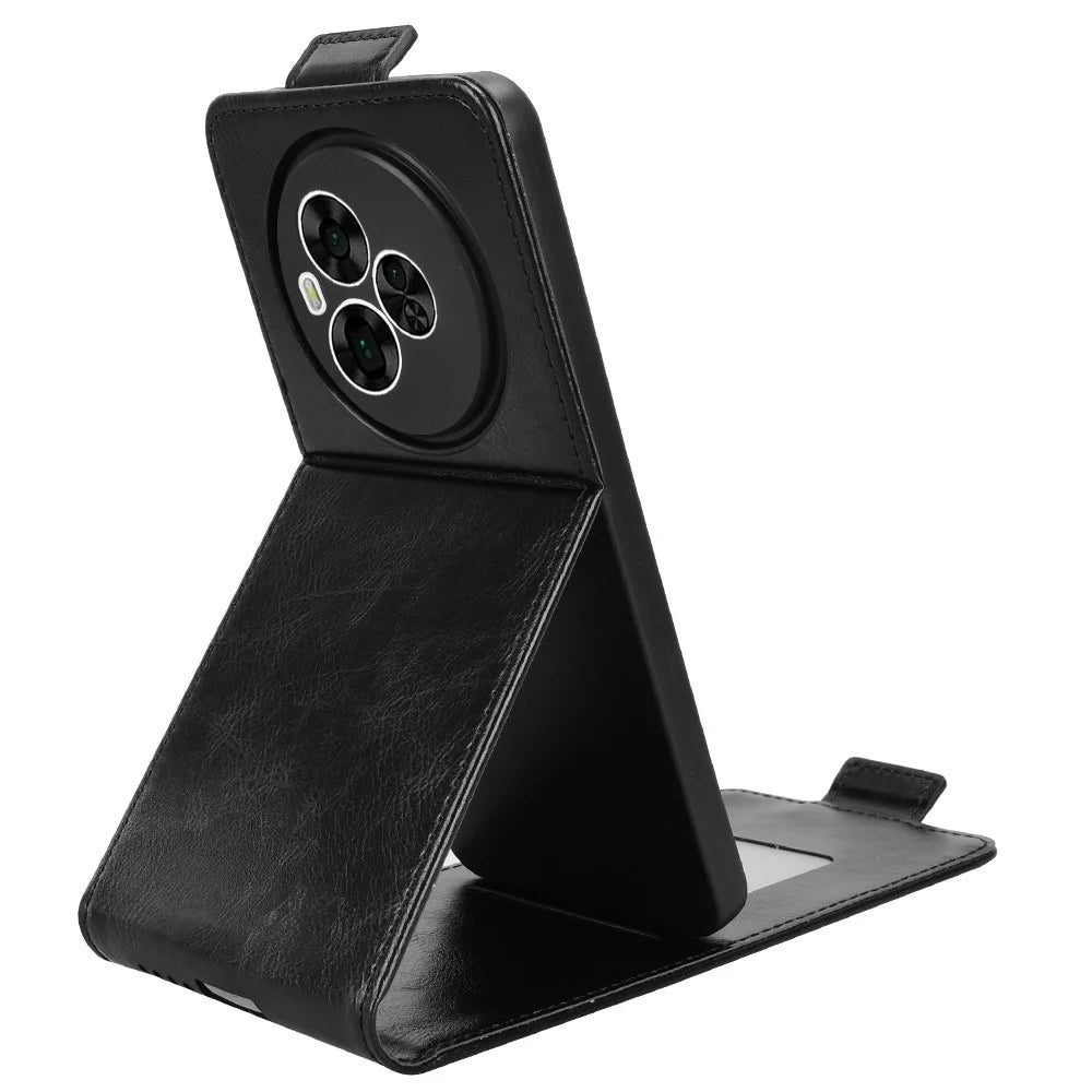 For TCL NxtPaper 60 Ultra 5G Stand Case Magnetic Clasp Vertical Flip Leather Phone Cover with Card Holder - Black - 2