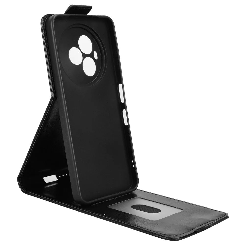 For TCL NxtPaper 60 Ultra 5G Stand Case Magnetic Clasp Vertical Flip Leather Phone Cover with Card Holder - Black - 3