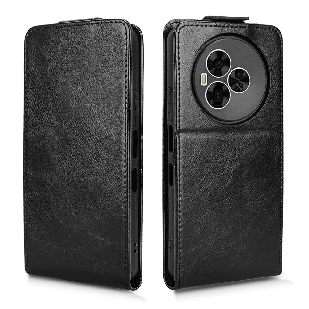 For TCL NxtPaper 60 Ultra 5G Stand Case Magnetic Clasp Vertical Flip Leather Phone Cover with Card Holder - Black - 6