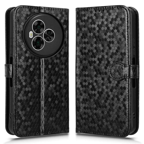 For TCL NxtPaper 60 Ultra 5G Wallet Case Dot Pattern Imprint PU Leather Phone Cover with Wrist Strap - Black - 1