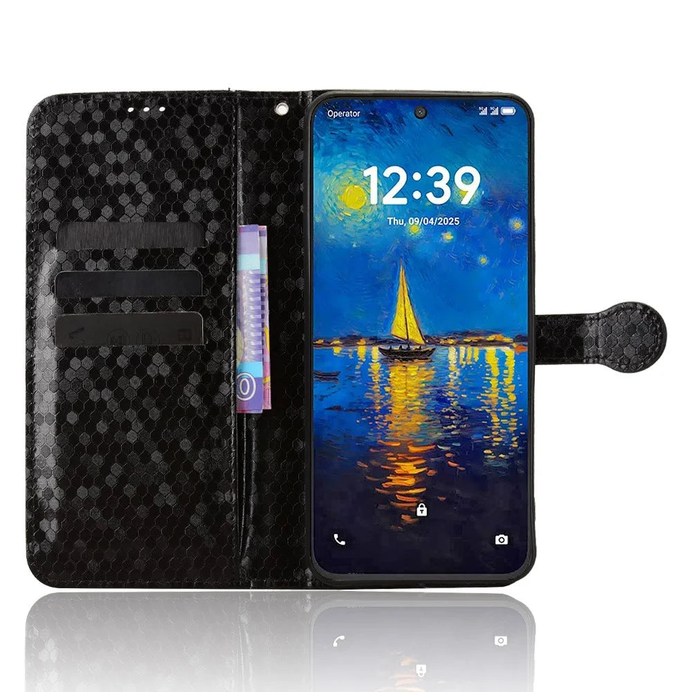 For TCL NxtPaper 60 Ultra 5G Wallet Case Dot Pattern Imprint PU Leather Phone Cover with Wrist Strap - Black - 2