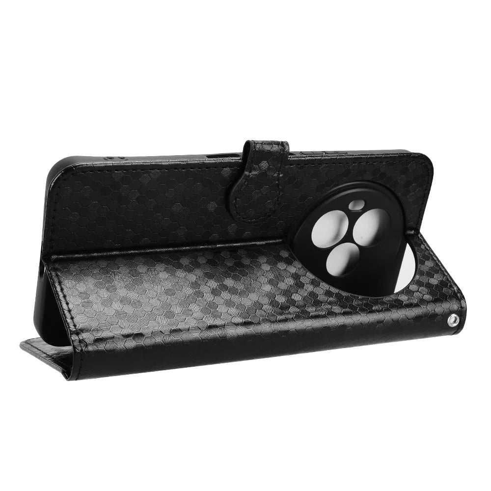 For TCL NxtPaper 60 Ultra 5G Wallet Case Dot Pattern Imprint PU Leather Phone Cover with Wrist Strap - Black - 3