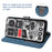 For iPhone 17 Pro Max Case Retro PU Leather Wallet Phone Cover with Rotating Card Slots Holder - Blue - 3