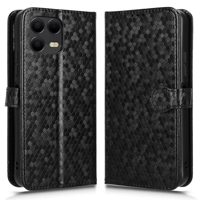 For T-Mobile Revvl 8 Pro  /  T Phone 3 Pro Wallet Case Dot Pattern Imprint PU Leather Phone Cover with Wrist Strap - Black - 1